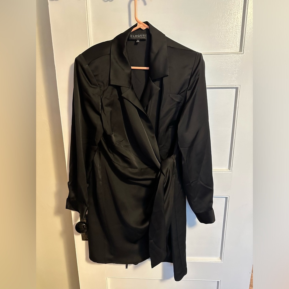 Eloquii black satin wrap dress size 14